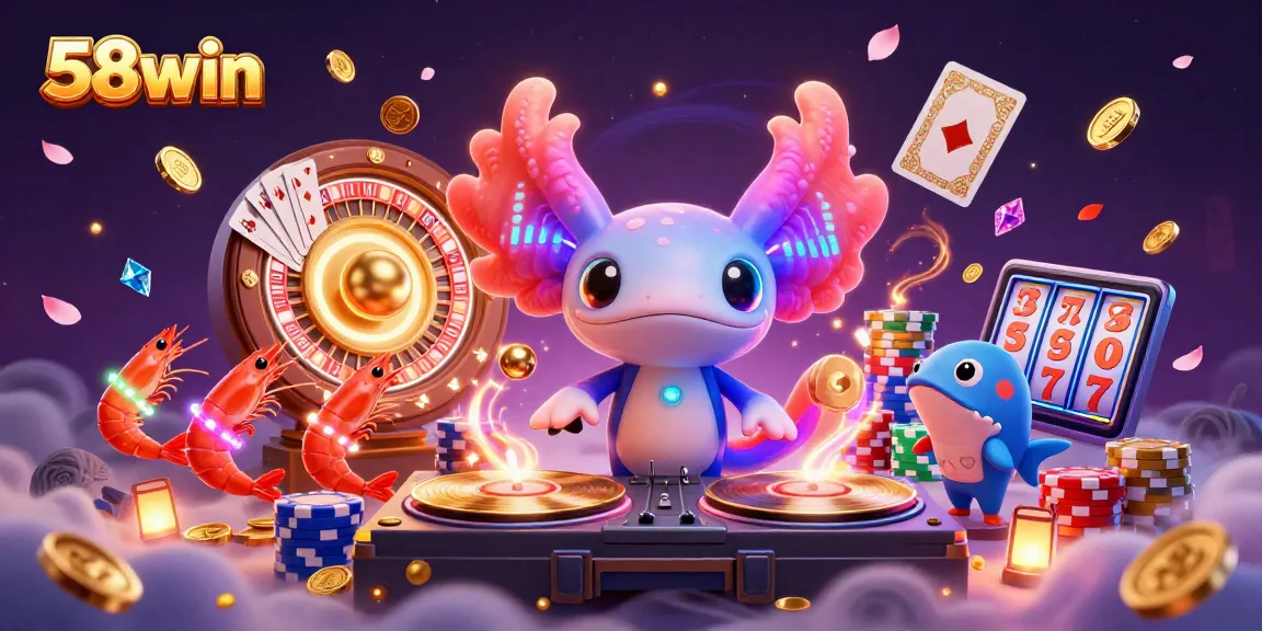 Experience the thrill of gaming at 58win with dynamic casino elements and characters dancing in a vibrant underwater scene.