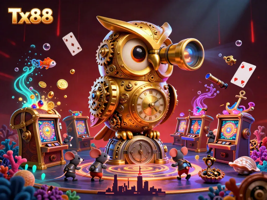 Engage in thrilling gameplay at Tx88, featuring vibrant 3D gambling elements and dynamic characters.