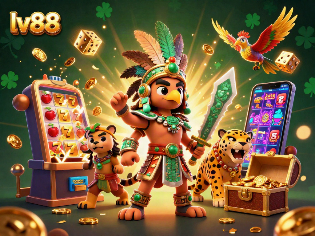Spin the reels like a pro at lv88 with our vibrant casino-themed illustration!