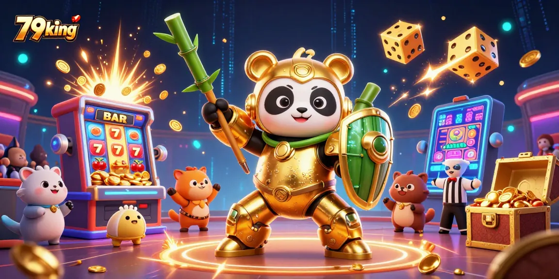 Experience exciting gameplay with 79king as golden panda battles in a vibrant casino world.