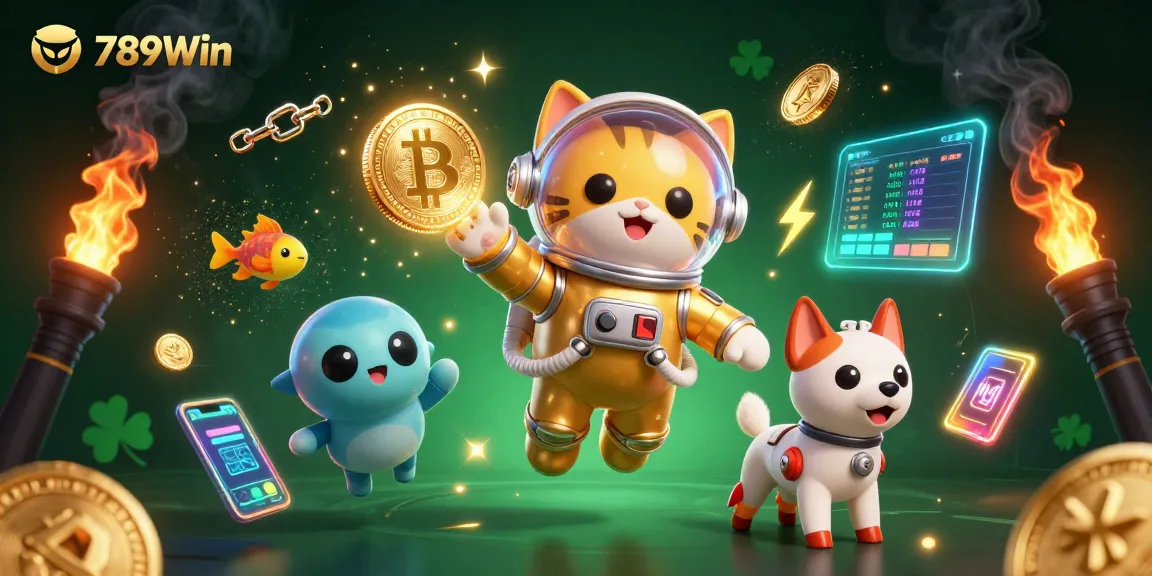Experience the excitement of 789Win with this dynamic space-themed casino illustration featuring vibrant characters and elements.