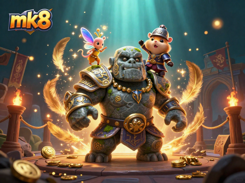 Experience thrilling game magic with mk8 in this dynamic, rich 3D casino scene.