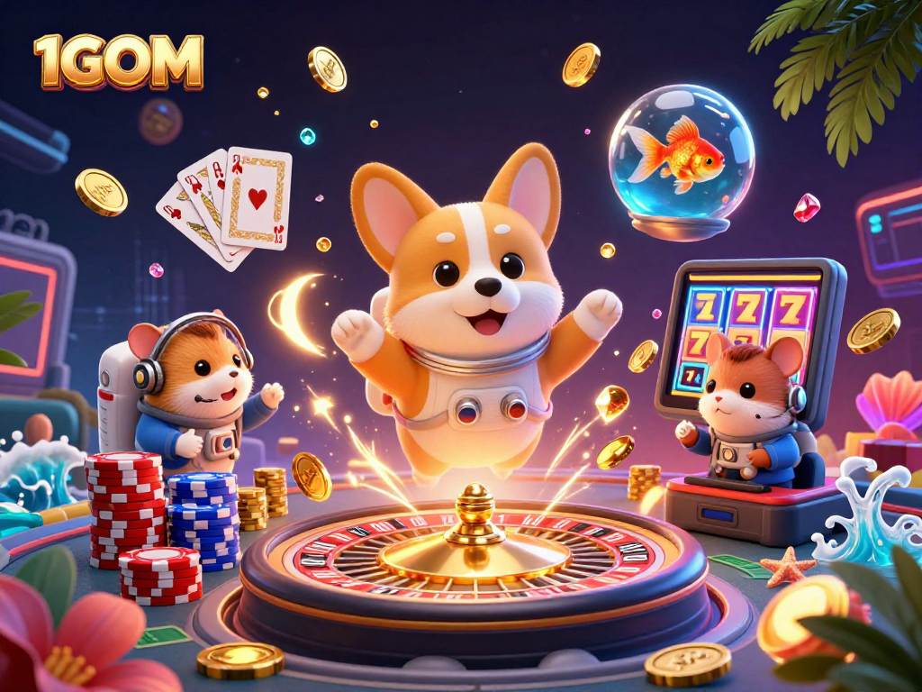 Experience thrilling gameplay at 1GOM with colorful casino elements and characters in action.