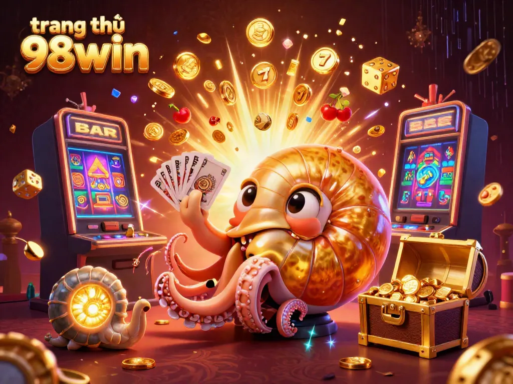 Spin and win at trang chủ 98win: an exciting 3D casino scene with a giant nautilus roulette wheel.