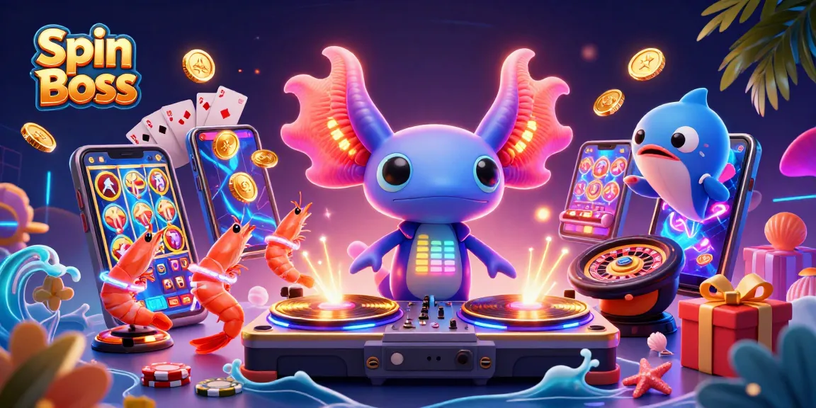 Spin Boss transforms gambling with neon gaming elements and lively underwater characters in a vibrant 3D scene.
