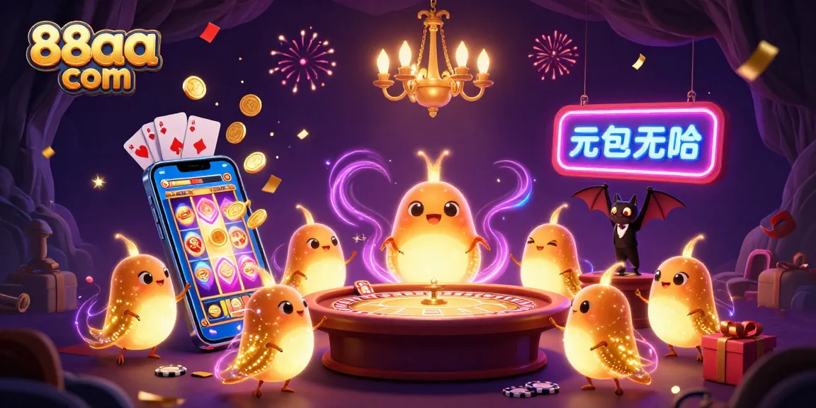Experience the dazzling action at 88aa com with animated glowworms illuminating a vibrant cave casino scene.