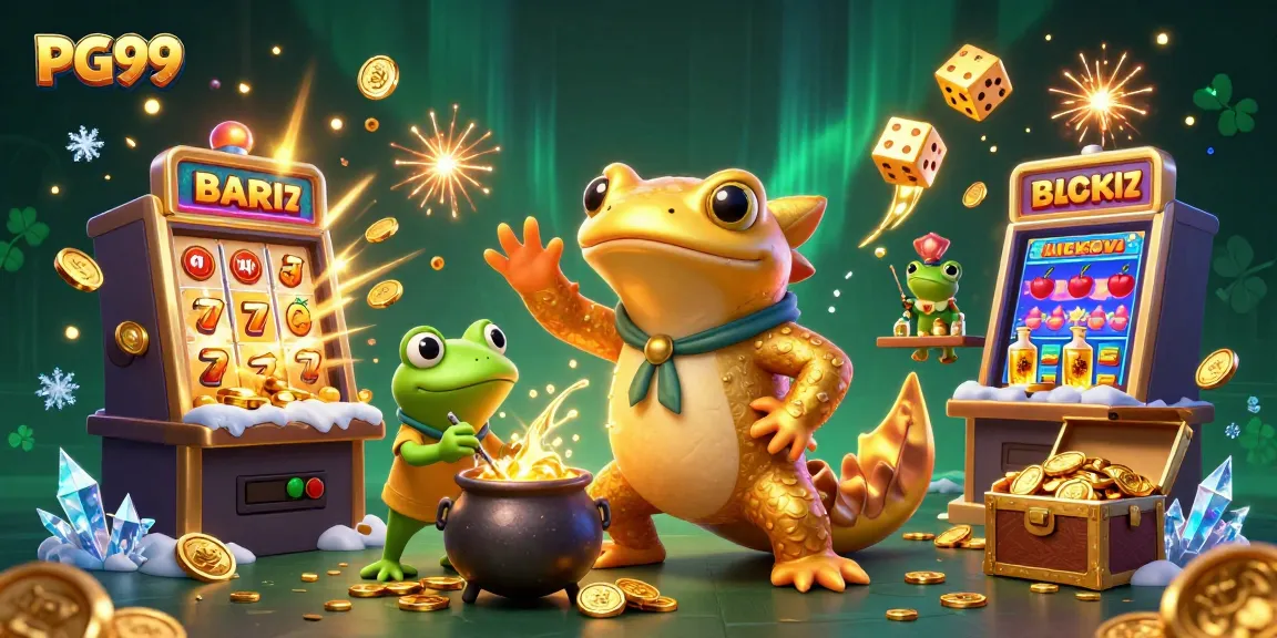 Engage in thrilling gameplay at PG99 with a magical scene featuring a golden salamander alchemist.