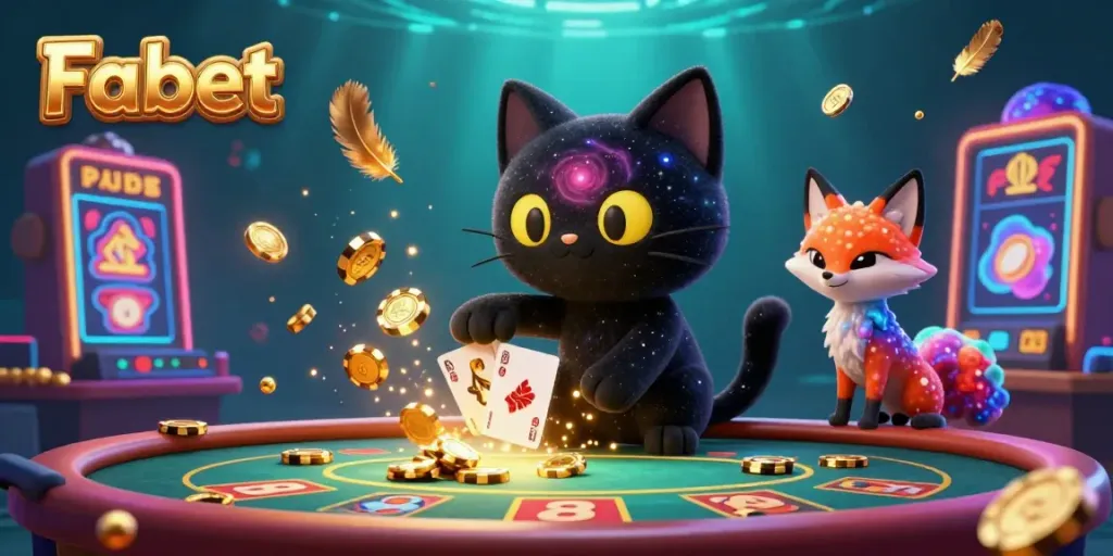 Experience thrilling action at Fabet's cosmic casino with a black hole cat and nebula fox.