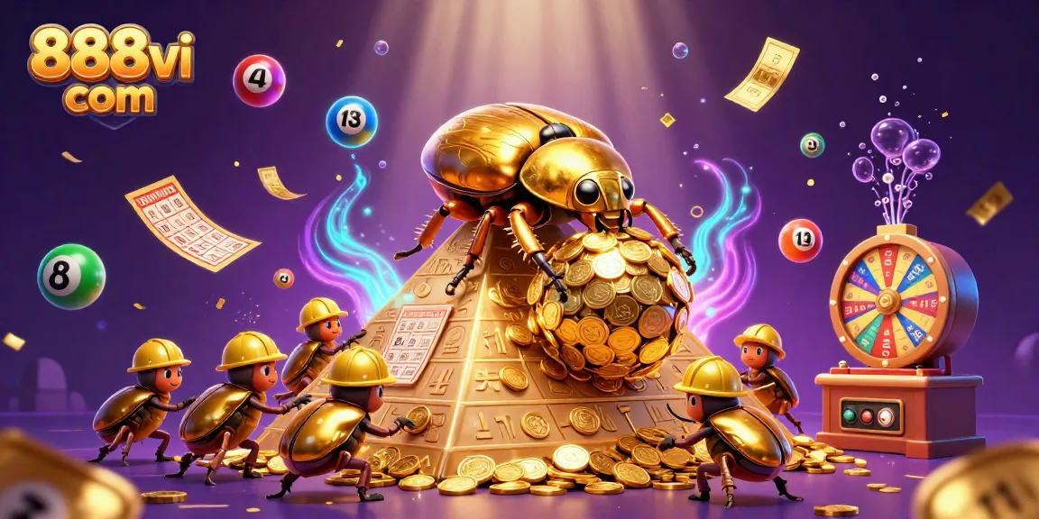 Play at 888vi com amidst colorful lottery balls and dynamic visuals of casino excitement.