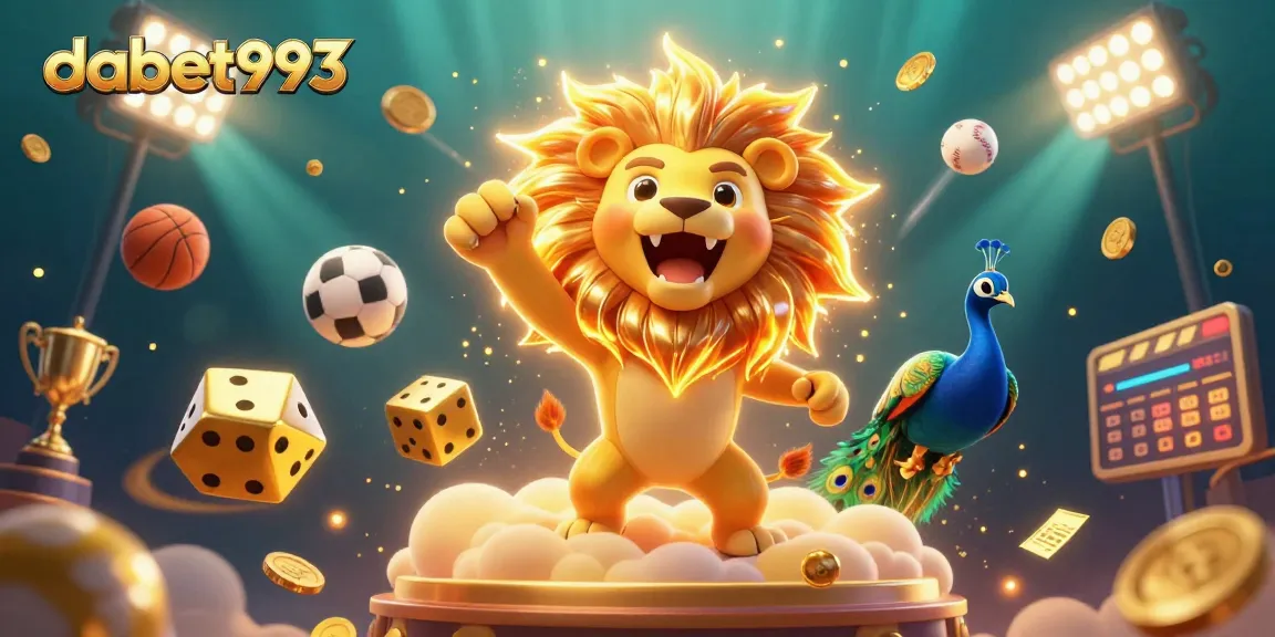 Bettors win big with dabet993's vibrant casino-themed illustration featuring lively characters and gaming elements.