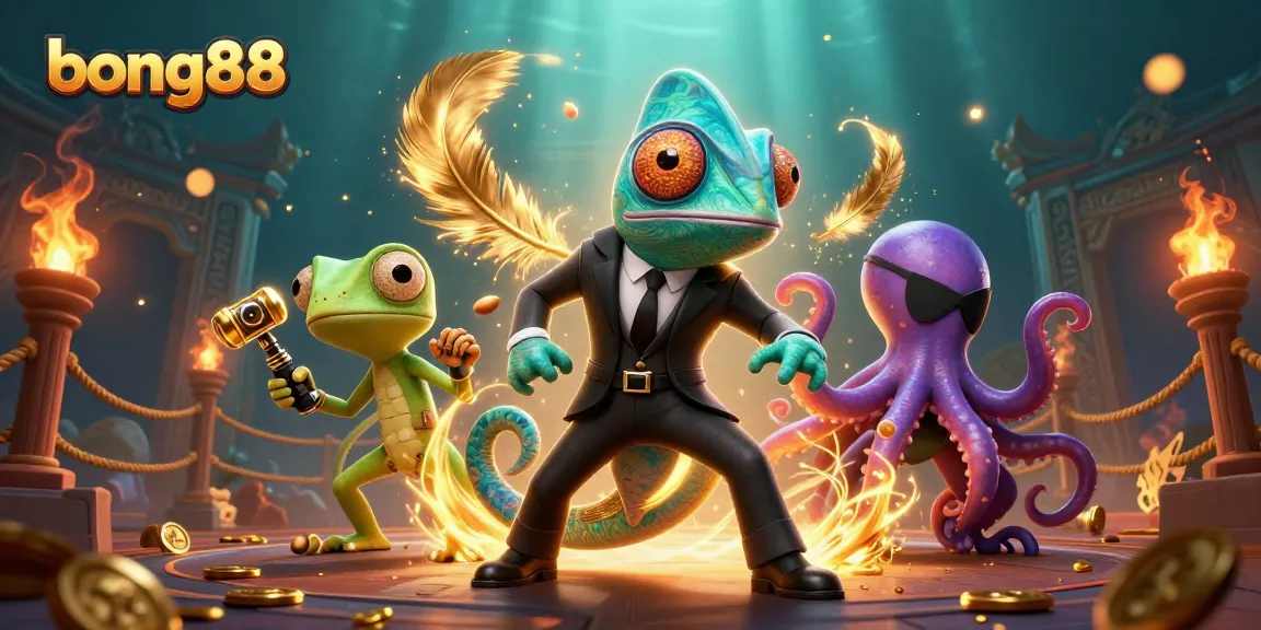 Engage in thrilling gambling action at bong88 with colorful characters and festive casino elements.