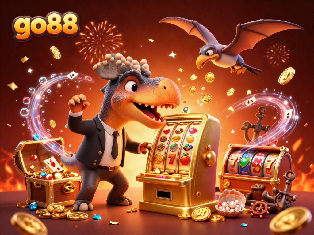 Experience go88's thrilling jackpot moments with a vibrant cartoon scene of fun characters celebrating wins!