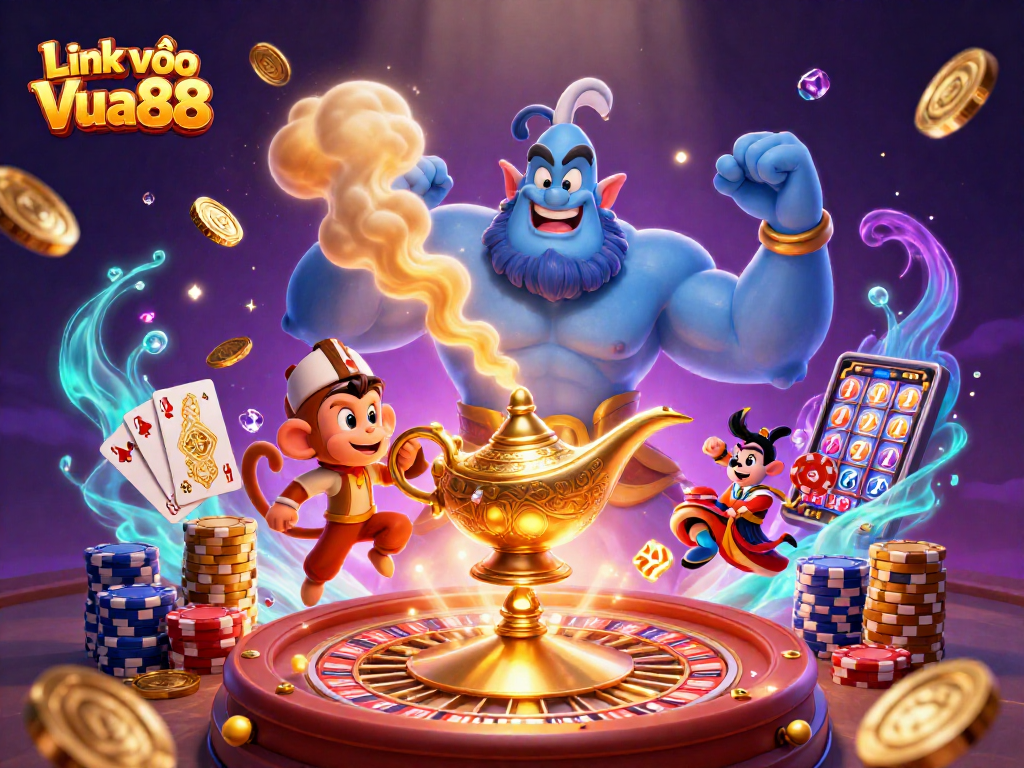 Win big with Link vào Vua88 in this dazzling casino-themed illustration!