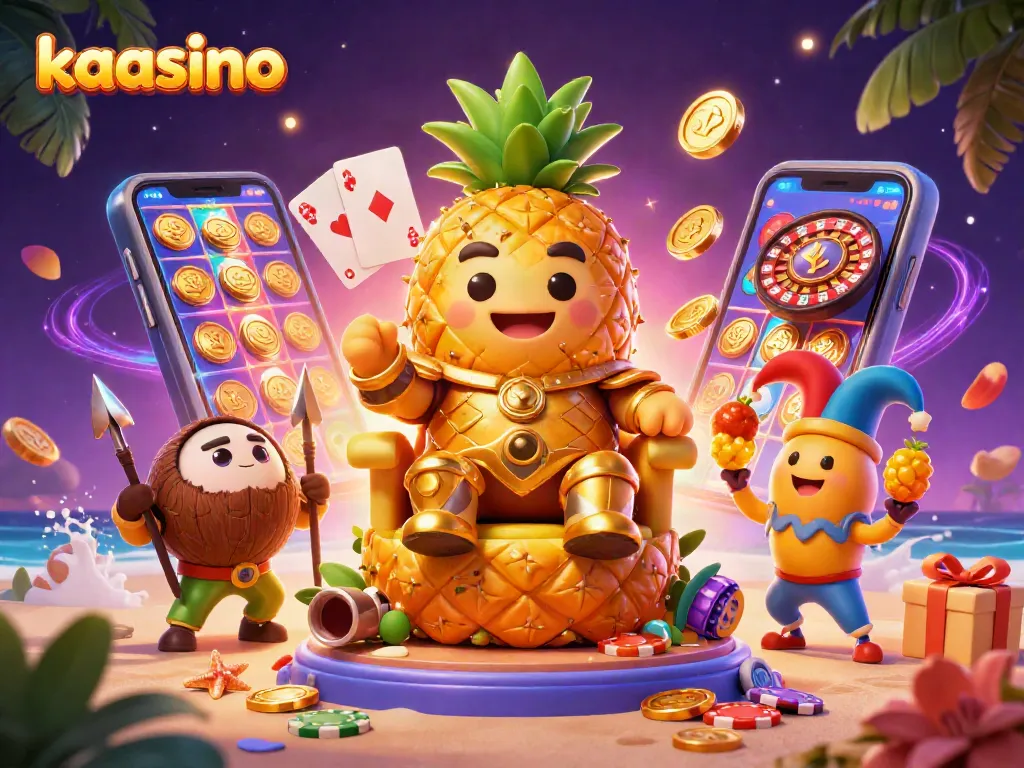 Experience the excitement of kaasino with vibrant casino characters surrounded by dynamic gaming elements.