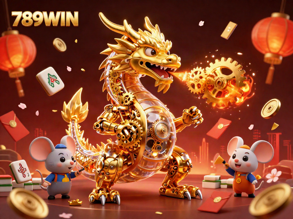 Engage with dynamic games at 789WIN featuring a golden dragon surrounded by vibrant casino elements.