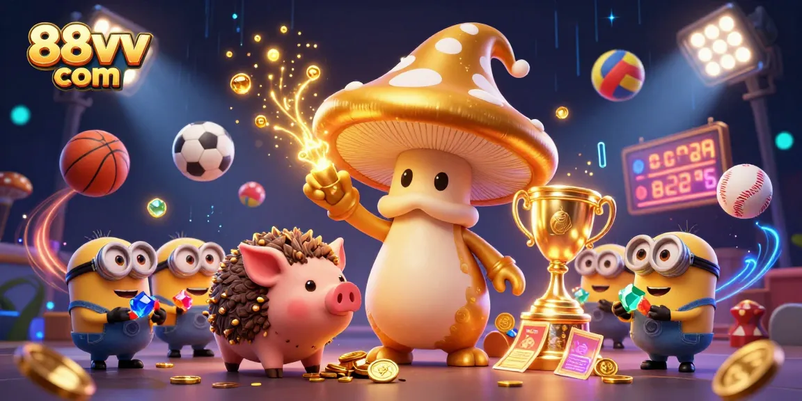 Engage with thrilling sports action and treasure at 88vv com, featuring vibrant 3D characters and dynamic betting elements.