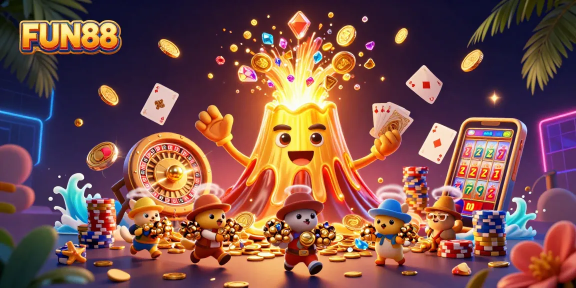 Experience thrilling fun at FUN88 with a lively casino scene packed with treasures and exhilarating games.