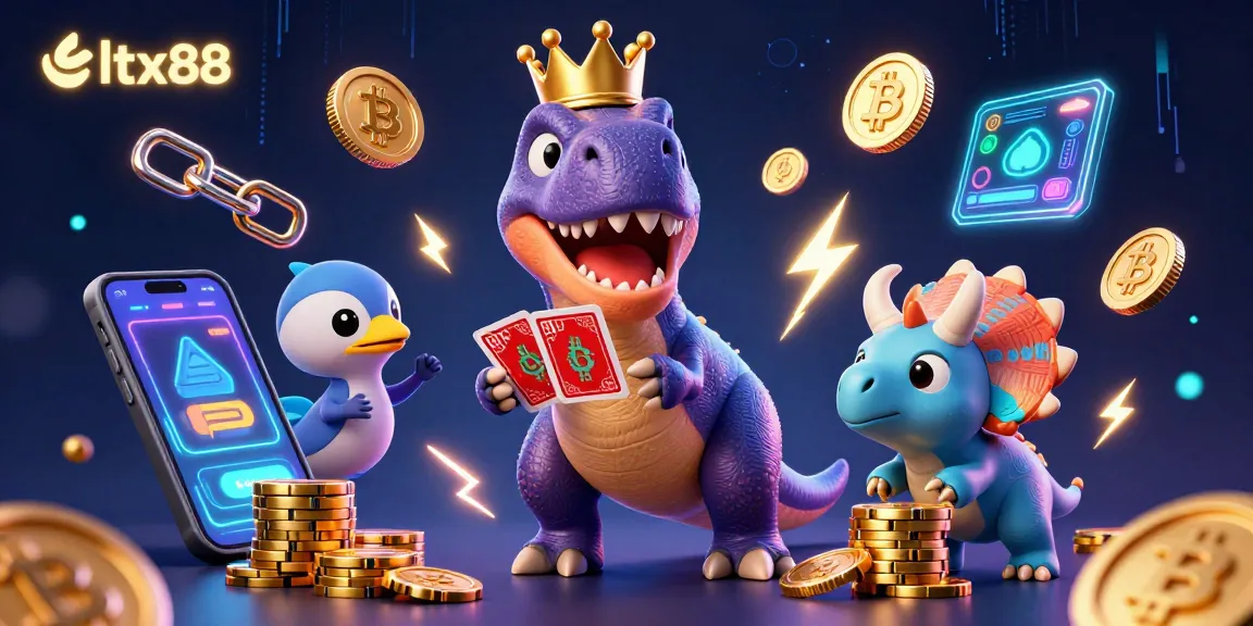 Engage in thrilling gameplay with link tx88 as colorful T-Rex and friends shuffle cards and stack neon chips.