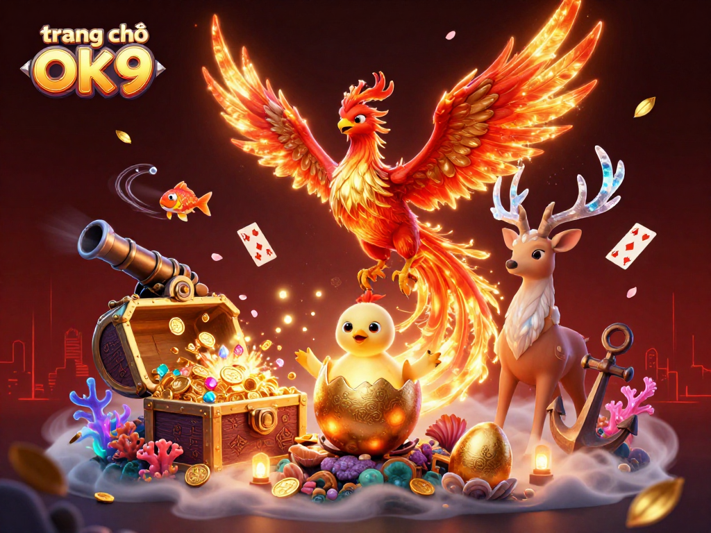 Experience the thrill at trang chủ ok9 with vibrant gaming elements and characters in a dynamic scene.
