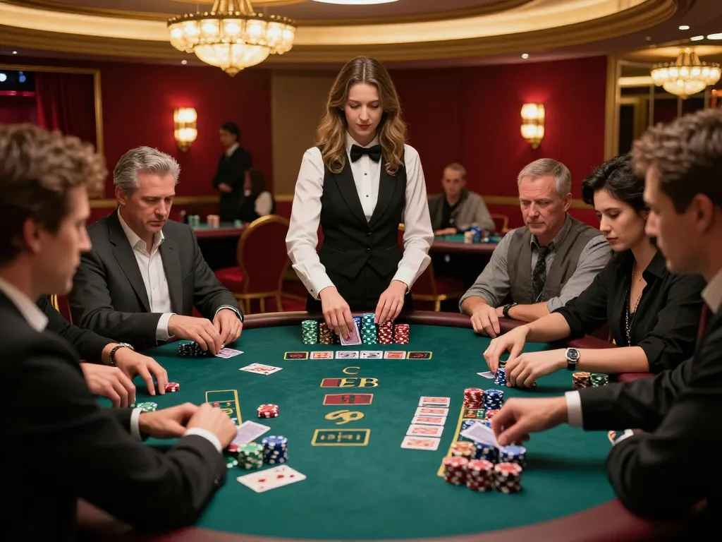 Engaging players at a red88 blackjack table making strategic bets in a luxurious casino ambiance.