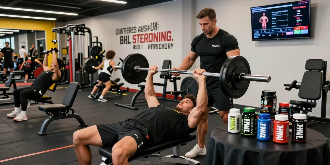 Prime Pharma Steroiden showcased in a vibrant fitness scene with athletes lifting weights.