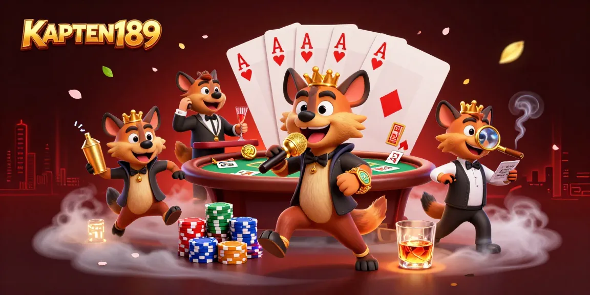 KAPTEN189 mempersembahkan kasino judi dengan hyena beraksi, bartender tersenyum, dan bouncer memeriksa ID.