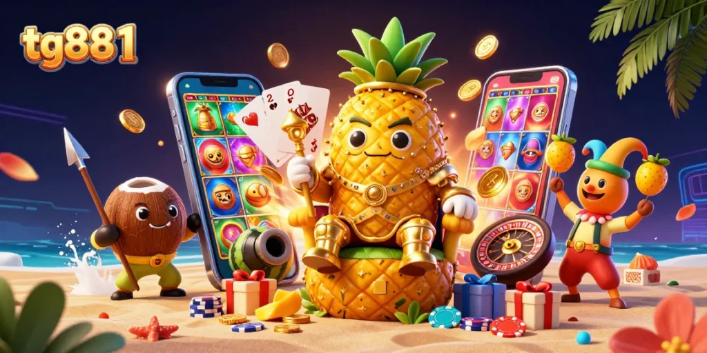 Engage in thrilling games with tg88 1 as the golden pineapple king reigns supreme among casino rewards.