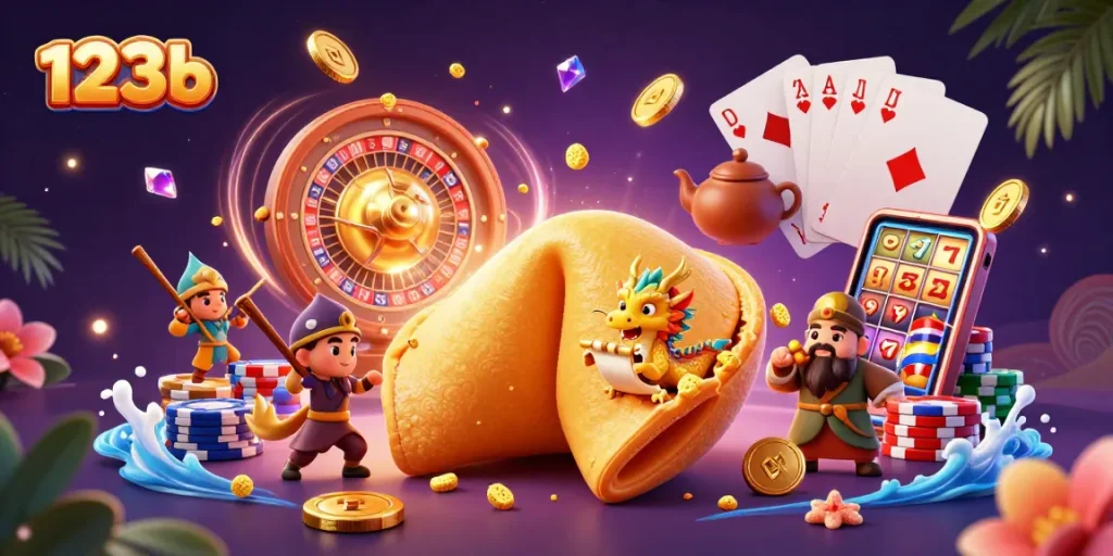 Experience thrilling wins and strategies at 123b with a captivating illustration of fortune and gaming.